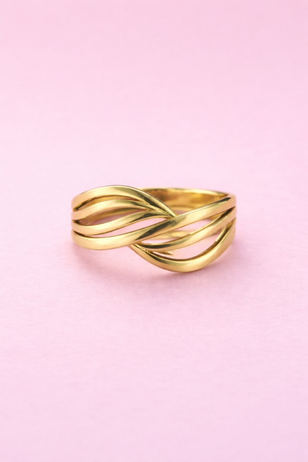 Sleek Multi-Band Wave Ring – 14K Gold