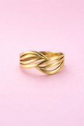 Sleek Multi-Band Wave Ring – 14K Gold