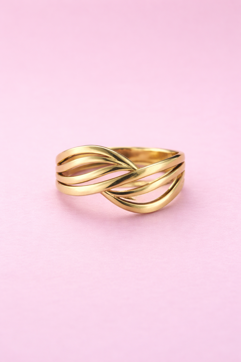 Sleek Multi-Band Wave Ring – 14K Gold