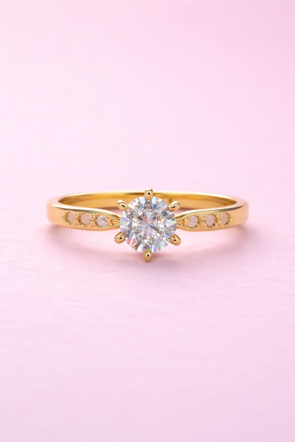Solitaire Ring with Side Accents
